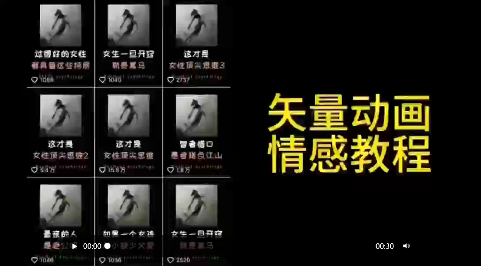 矢量动画情感教程：高点赞涨粉，适合情感、思维、创业教育等赛道/forums-/archives/category/rjgj-/archives/category/gjx-/archives/category/wzzy-/spjxAI小栈